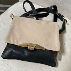 Ann Taylor Black and Cream Crossbody Bag